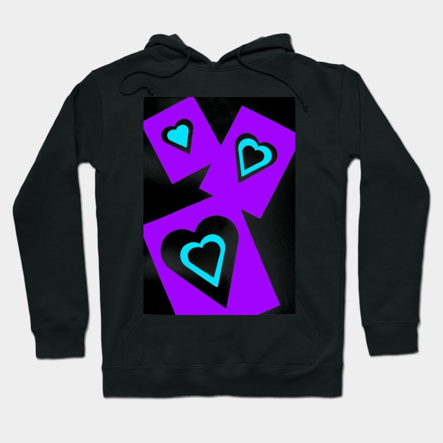 Hearts in Black Turquoise and Purple Var 4 Alternate Options Hoodie by Heatherian